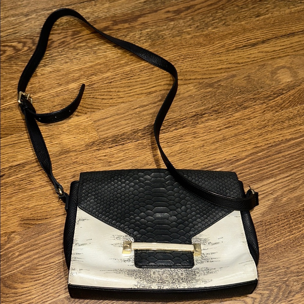 Vince Camuto Black and Whiteish Crossbody Bag
